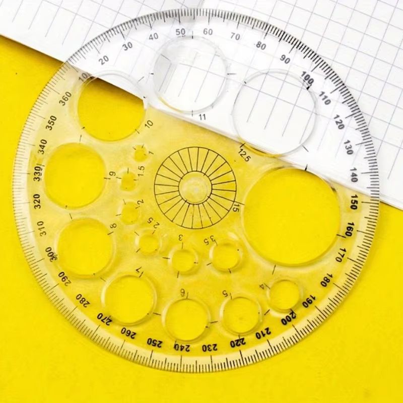 360 Degree Rotating Circle Ruler Transparent Drafting Template With Multi Size Geometry Guide 6