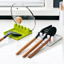multifunction kitchen spoon rest with pot lid holder countertop utensil rack organizer