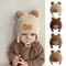 Baby Bear Ear Winter Wool Hat For Infants Soft Warm Knit Baby Beanie 0