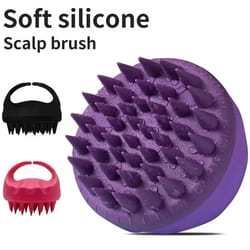silicone scalp scrubber shampoo brush deep clean hair massager with handle
