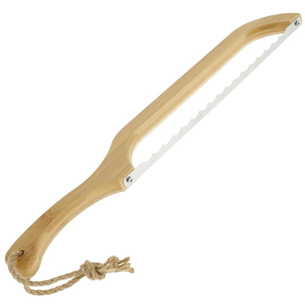 Serrated Bread Bow Cutter Stainless Steel Sourdough Bread Slicer With Bamboo Handle 8