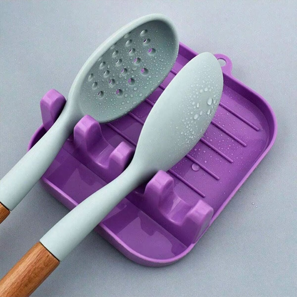 Multifunction Kitchen Spoon And Pot Lid Rest Rack Countertop Spatula Holder 0