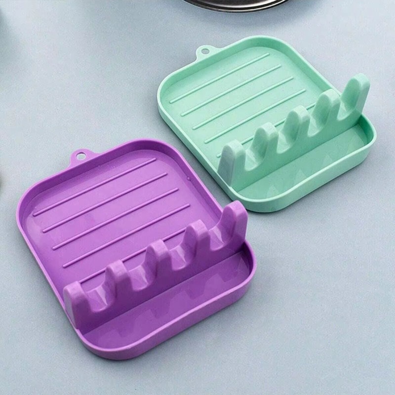 Multifunction Kitchen Spoon And Pot Lid Rest Rack Countertop Spatula Holder 2