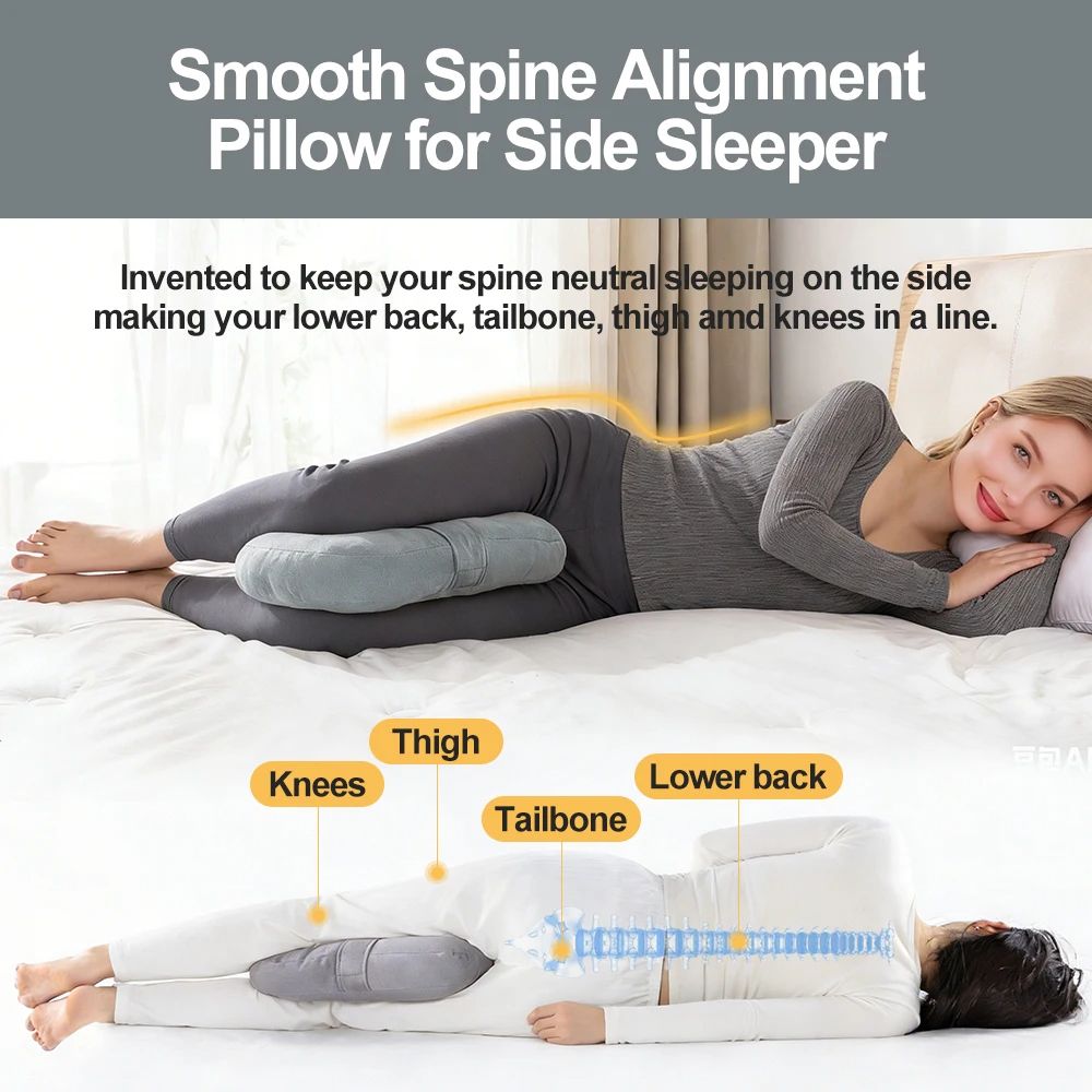 Adjustable Memory Foam Knee Pillow For Side Sleepers With Leg Support Strap 3