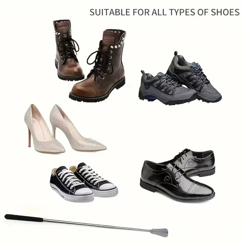 Retractable Stainless Steel Long Handle Shoe Horn For Easy Wear And No Bending 5