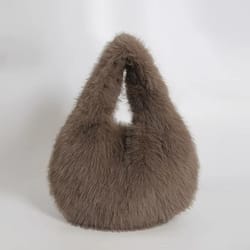 cute plush furry hobo shoulder bag for women with soft faux fur design