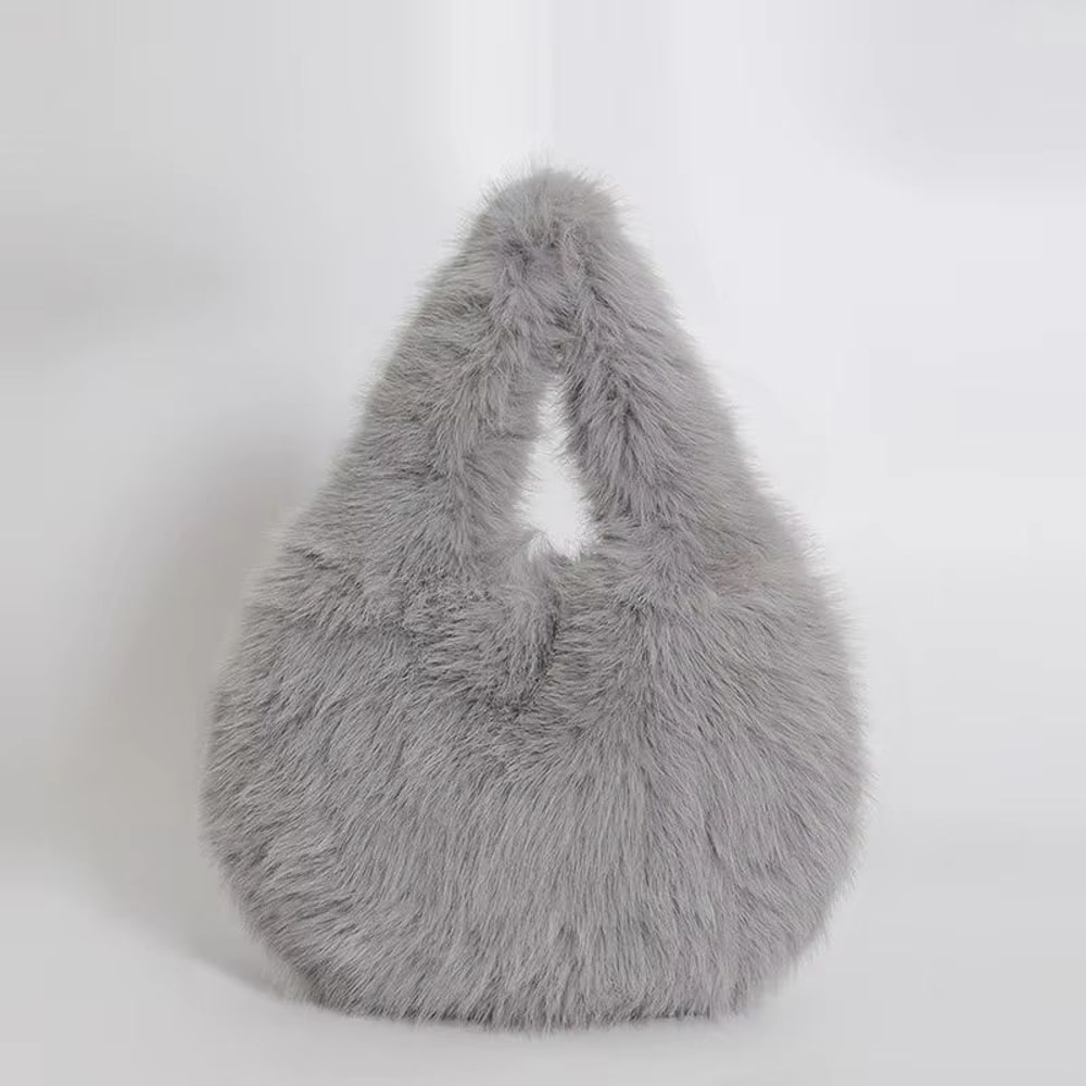 Cute Plush Furry Hobo Shoulder Bag For Women With Soft Faux Fur Design 7