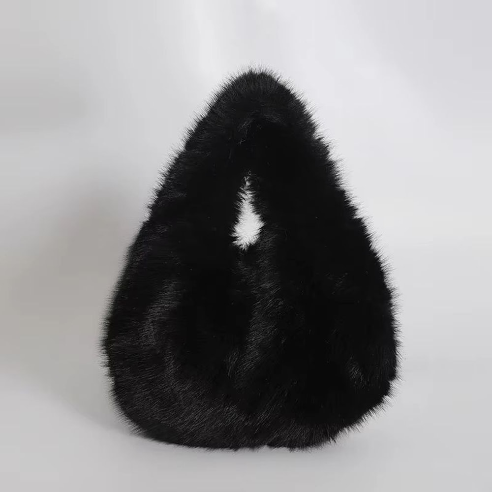 Cute Plush Furry Hobo Shoulder Bag For Women With Soft Faux Fur Design 11