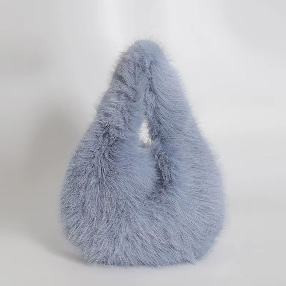 Cute Plush Furry Hobo Shoulder Bag For Women With Soft Faux Fur Design 13