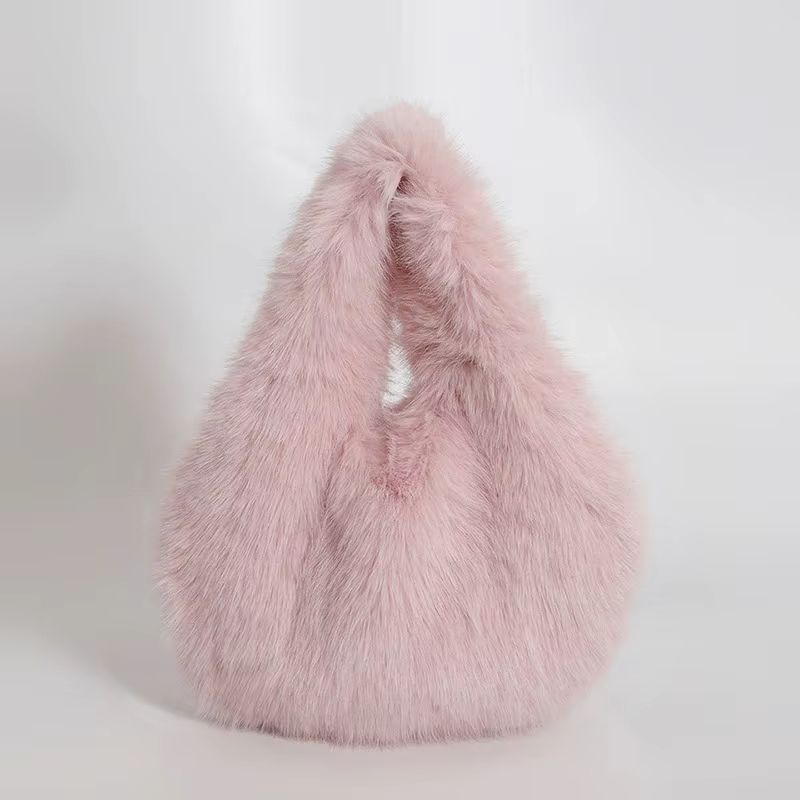 Cute Plush Furry Hobo Shoulder Bag For Women With Soft Faux Fur Design 8