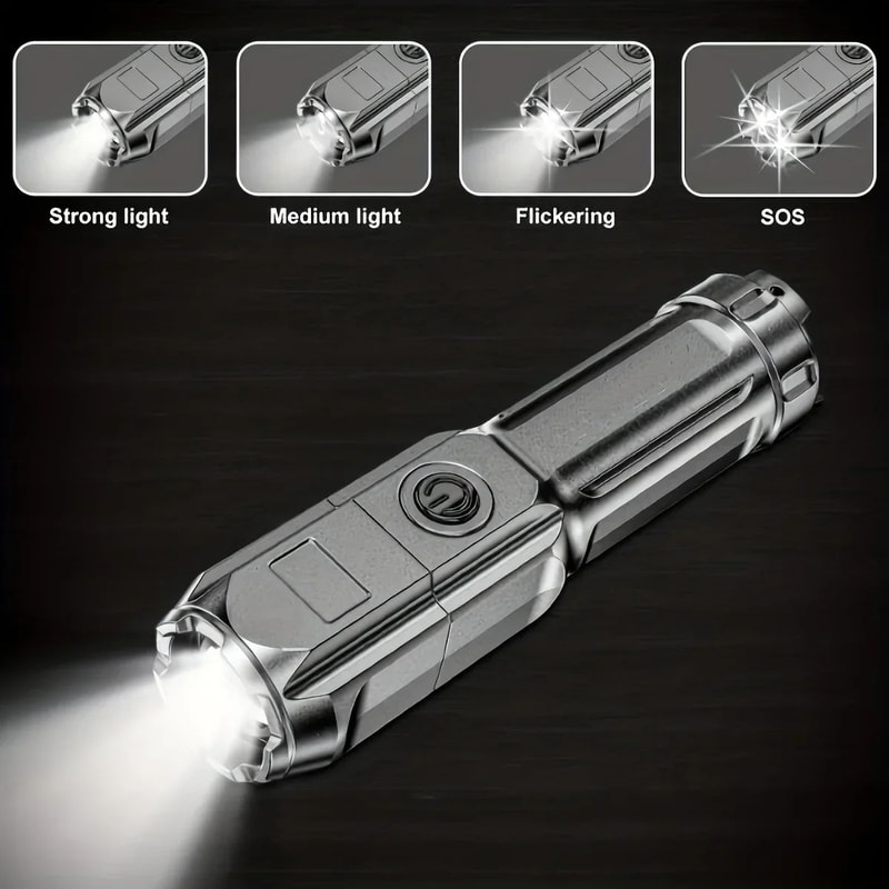 Rechargeable High Power LED Tactical Flashlight With Zoom And Waterproof Design 1