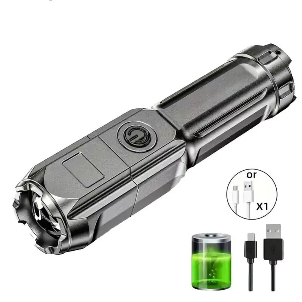 Rechargeable High Power LED Tactical Flashlight With Zoom And Waterproof Design 6