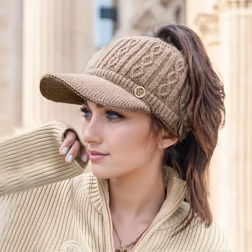 CozyShield Thick Lined Knitted Sun Cap With Ear Protection For Women 0