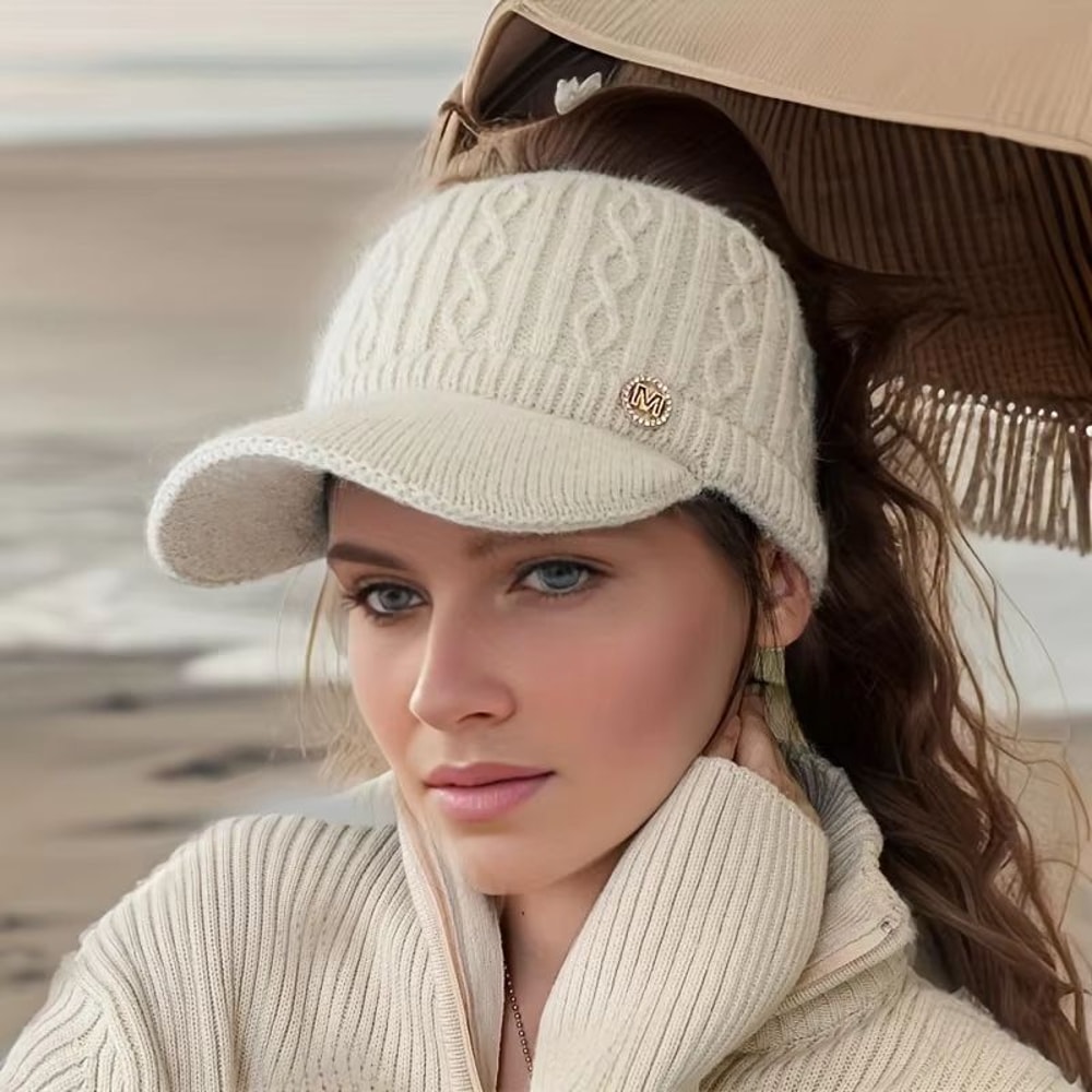 CozyShield Thick Lined Knitted Sun Cap With Ear Protection For Women 4