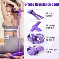 6 tube resistance band fitness system with pedal puller for full body home workout