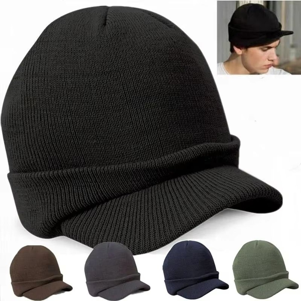 Unisex Fur Lined Knit Beanie With Brim For Warm Winter Protection 1