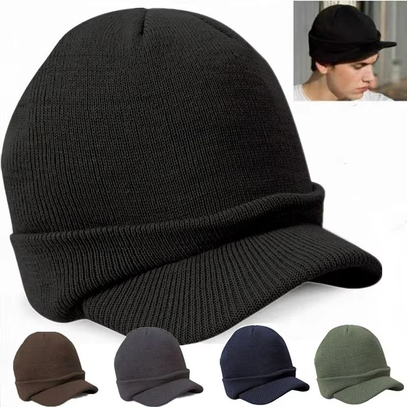 Unisex Fur Lined Knit Beanie With Brim For Warm Winter Protection 1