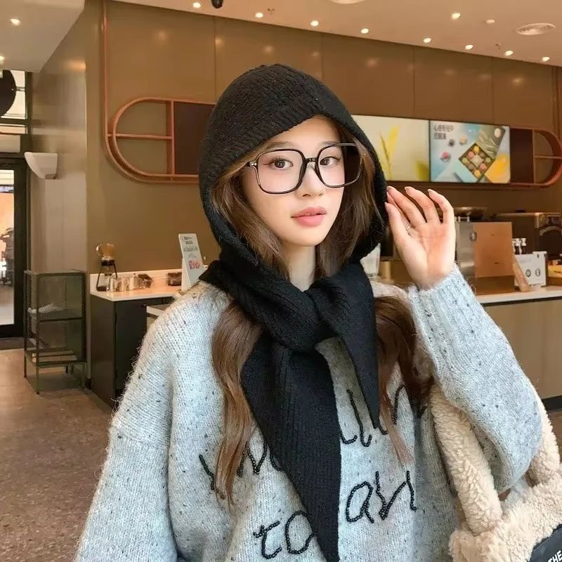 Womens Thick Knit Balaclava Hood With Scarf And Full Neck Protection 2