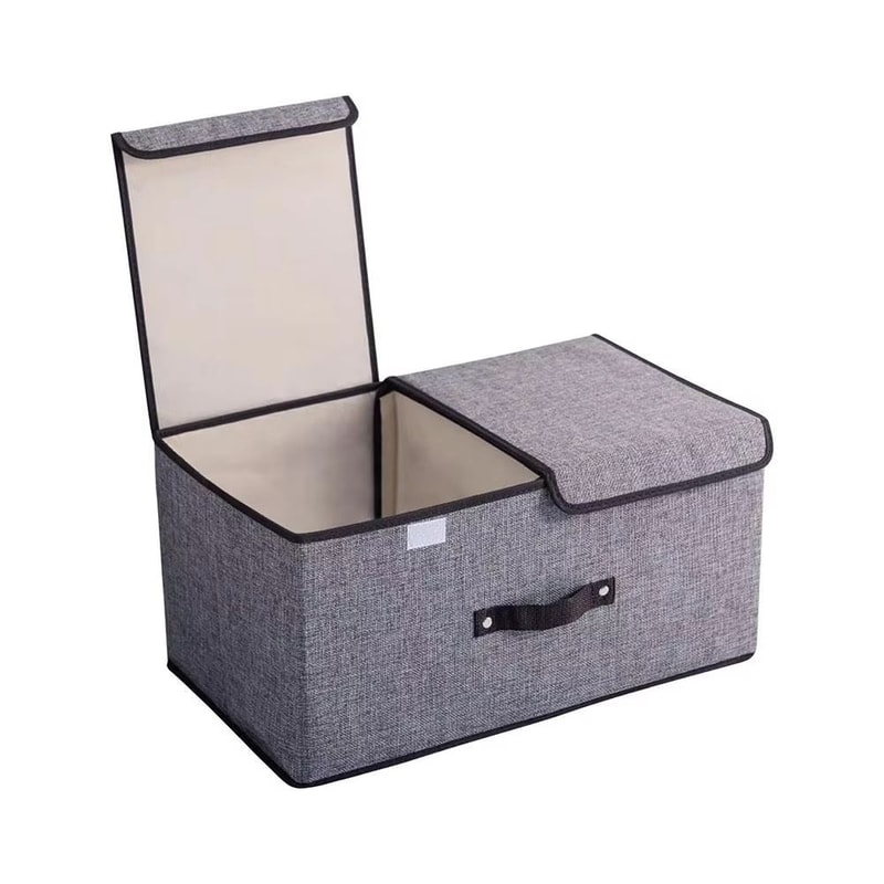 Foldable Non Woven Storage Box With Double Lid For Clothes And Underwear Organization 7