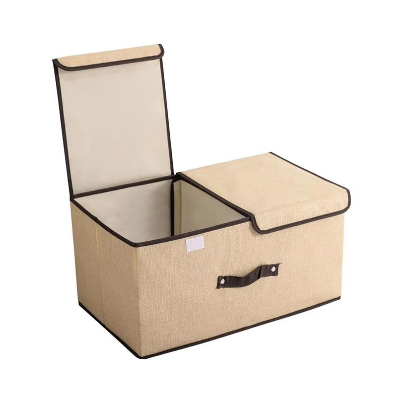 Foldable Non Woven Storage Box With Double Lid For Clothes And Underwear Organization 8