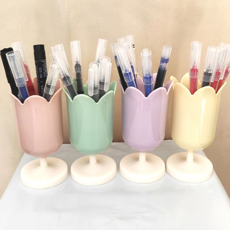 Tulip Shape Desk Organizer Pen Holder And Makeup Brush Storage Cup 0