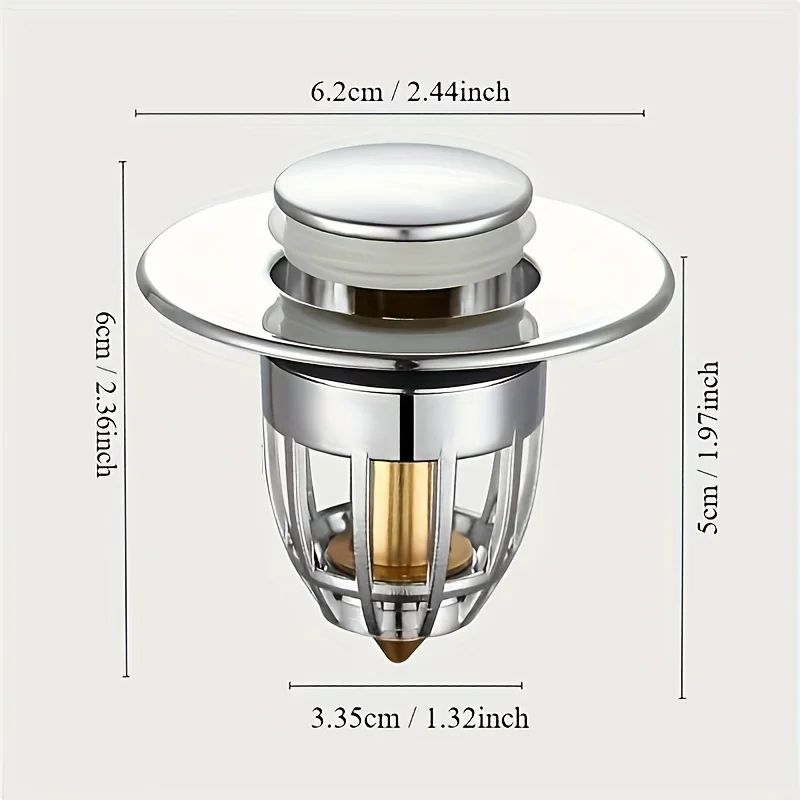 Universal Pop Up Sink Drain Stopper With Hair Catcher Chrome Rebound Filter Plug For Bathroom Basi 1