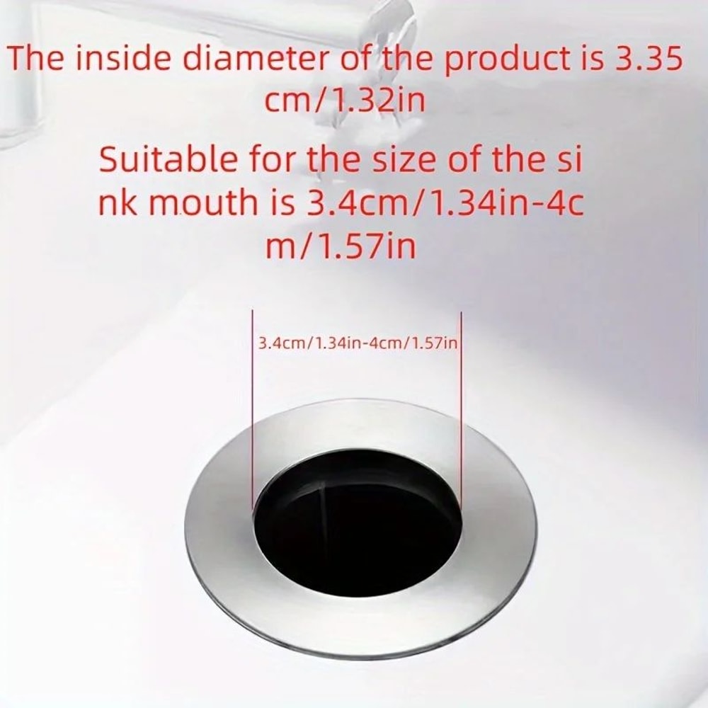 Universal Pop Up Sink Drain Stopper With Hair Catcher Chrome Rebound Filter Plug For Bathroom Basi 2
