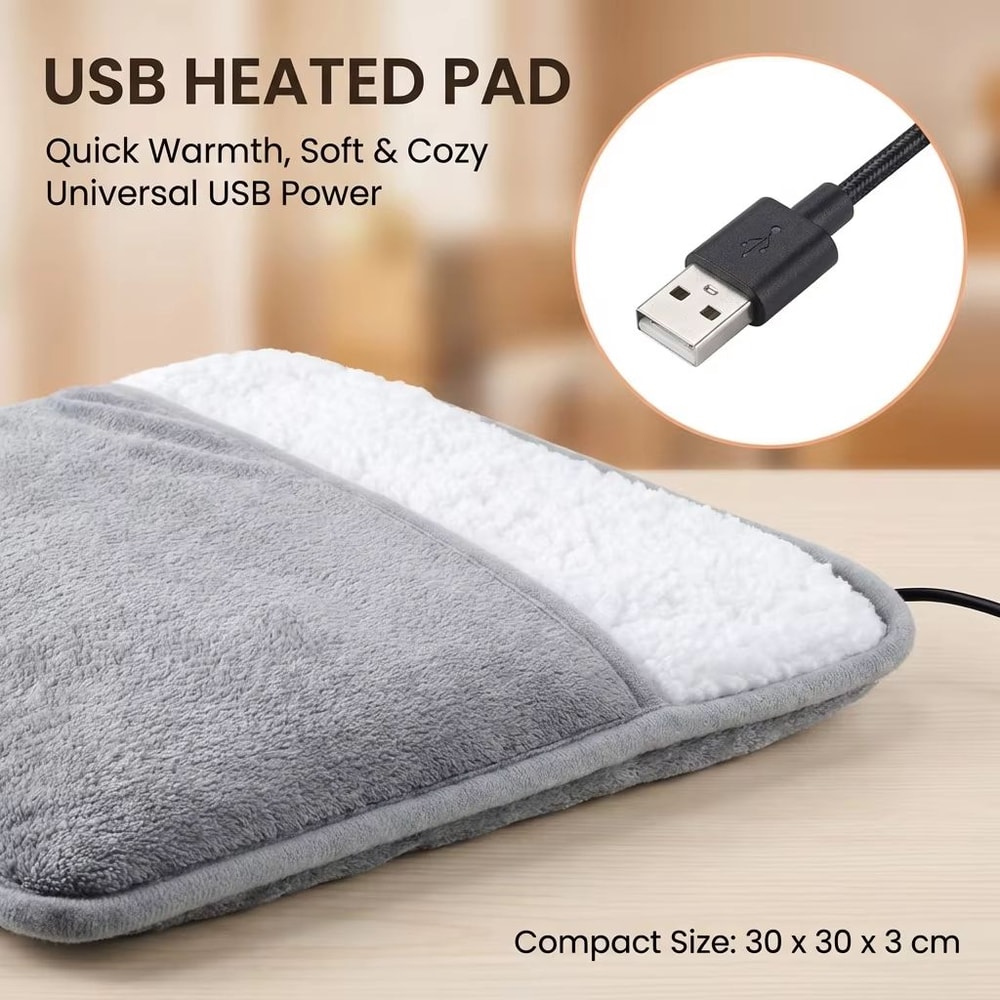 USB Electric Foot Warmer Heating Pad With Plush Washable Cover 2