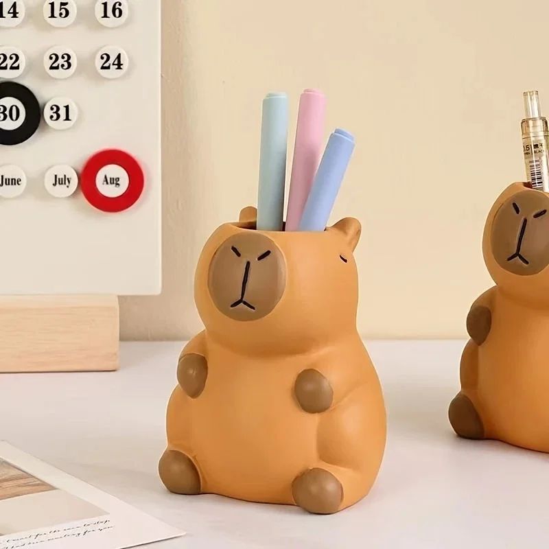 Cute Capybara Desk Organizer Pen Holder And Makeup Brush Storage 3