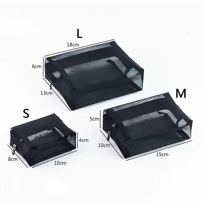 Large Capacity Waterproof Mesh Cosmetic Bag Portable Travel Toiletry Organizer With Zipper 1