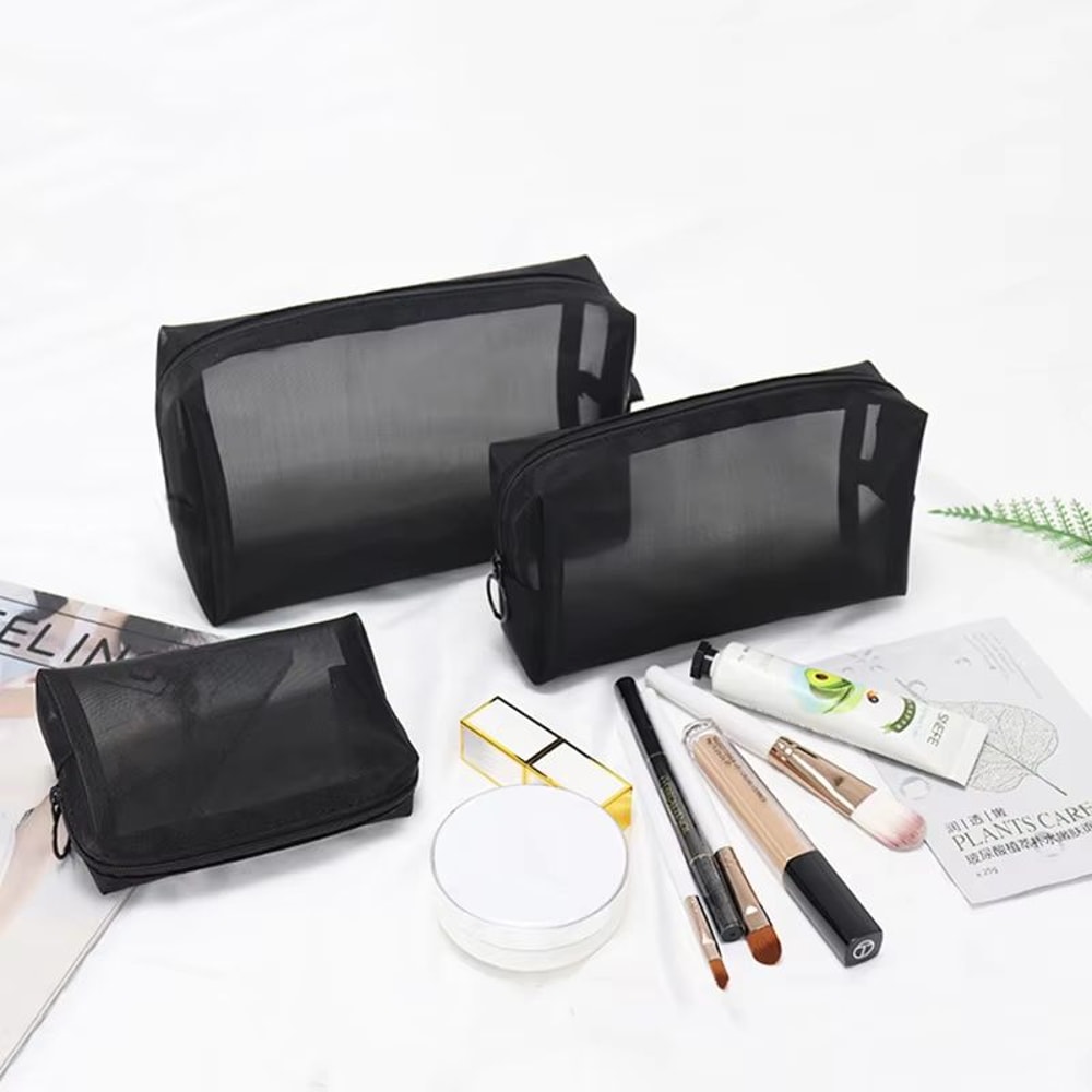 Large Capacity Waterproof Mesh Cosmetic Bag Portable Travel Toiletry Organizer With Zipper 2