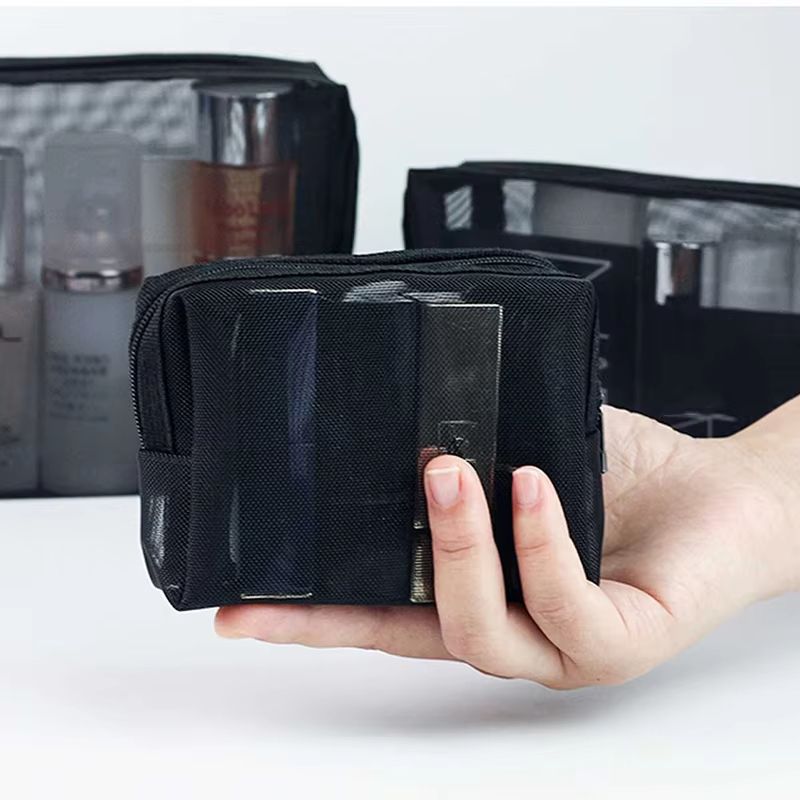 Large Capacity Waterproof Mesh Cosmetic Bag Portable Travel Toiletry Organizer With Zipper 4