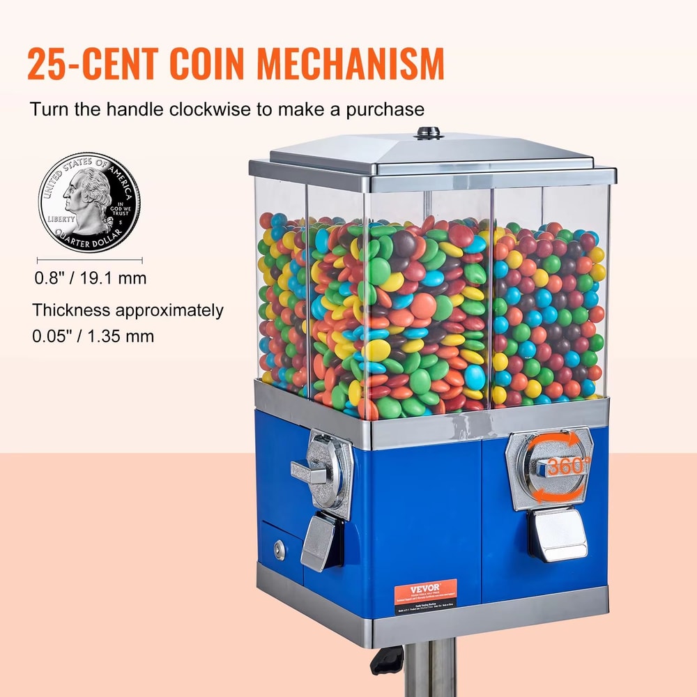 VEVOR 4 Compartment Coin Operated Candy Vending Machine With Stand 3