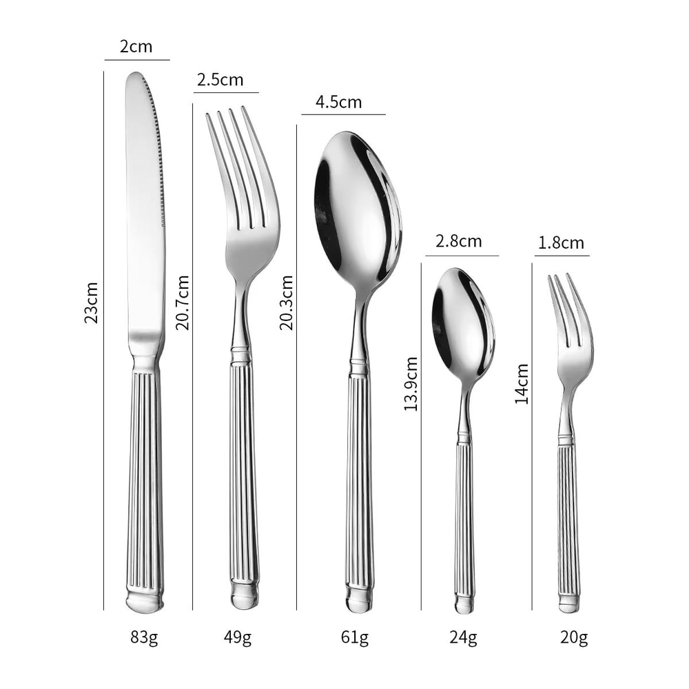 5 Piece Heavy Duty Stainless Steel Cutlery Set With Steak Knife 5