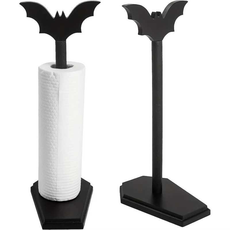 Gothic Bat Paper Towel Holder Stand Halloween Kitchen Bathroom Decor With Spooky Design 0