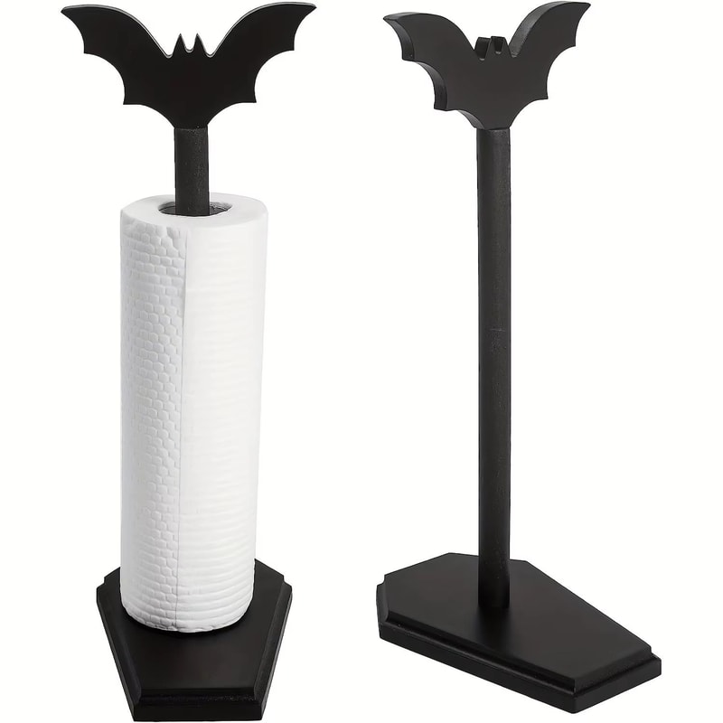 Gothic Bat Paper Towel Holder Stand Halloween Kitchen Bathroom Decor With Spooky Design 6