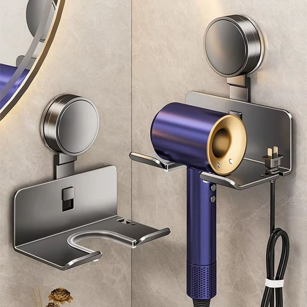Suction Cup Hair Dryer Holder Wall Mount Adjustable No Drill Rack For Dyson Universal Hair Dryers 8