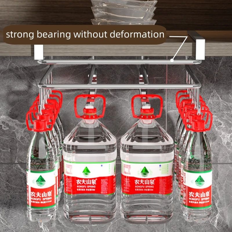 Stainless Steel Hanging Kitchen Storage Rack With Hooks And Paper Towel Holder 2