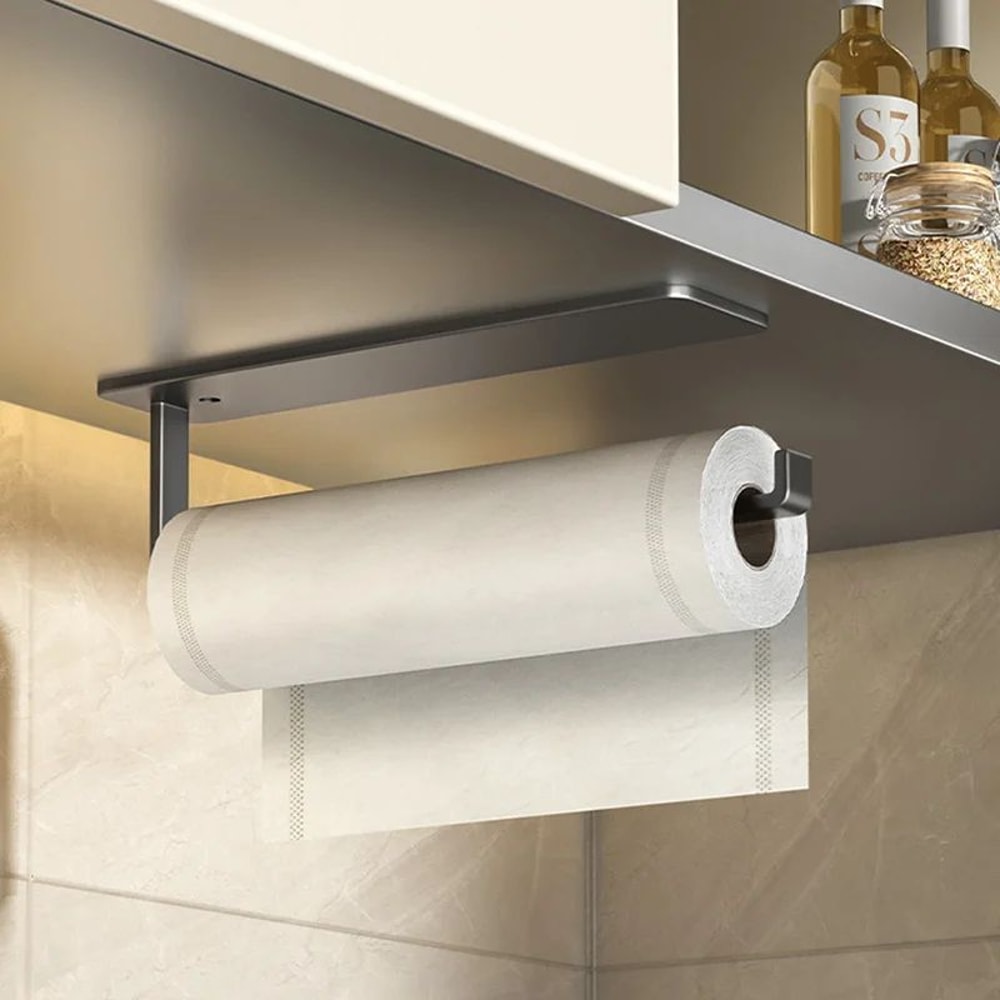 Self Adhesive Kitchen Paper Towel Holder No Drill Wall Mounted Rack 0