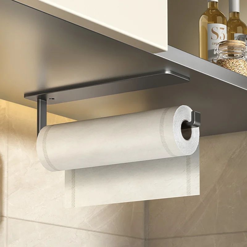 Self Adhesive Kitchen Paper Towel Holder No Drill Wall Mounted Rack 0