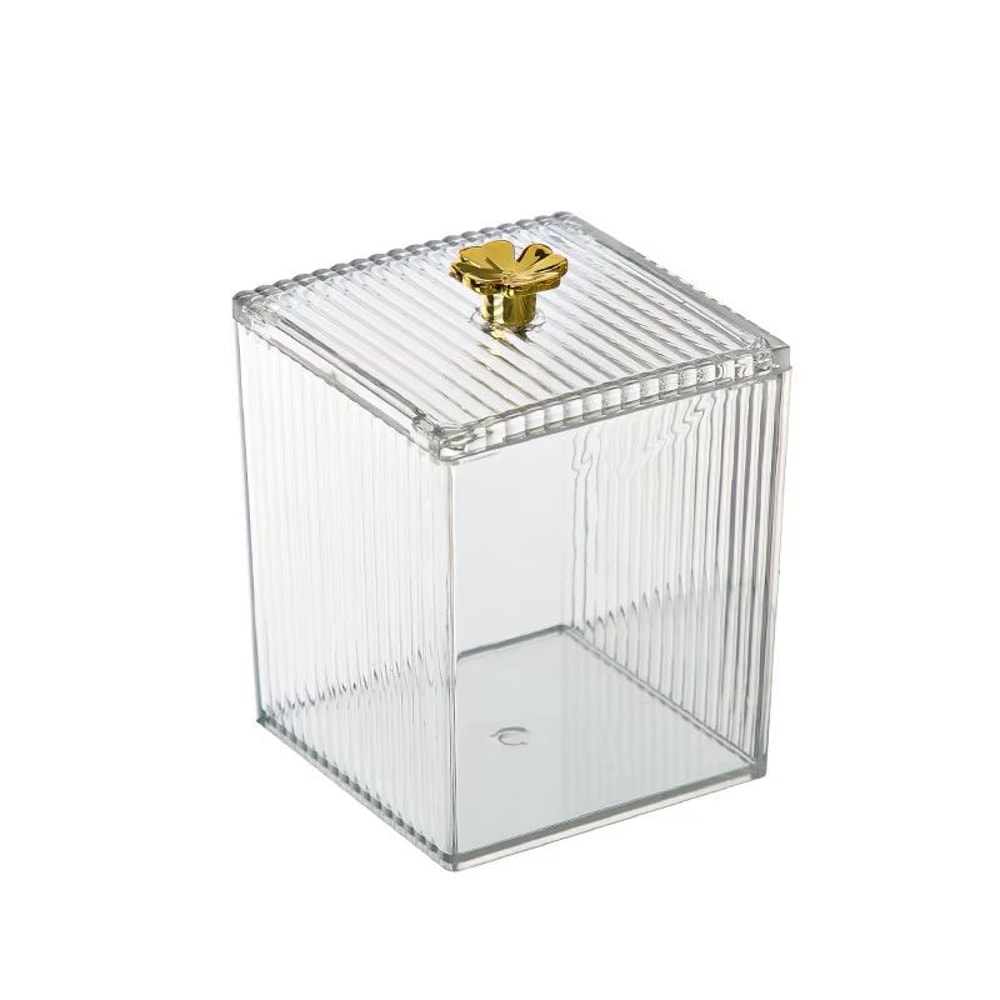 Clear Acrylic Cotton Pad Swab Storage Box Dust Proof Makeup Organizer For Vanity And Desktop 5