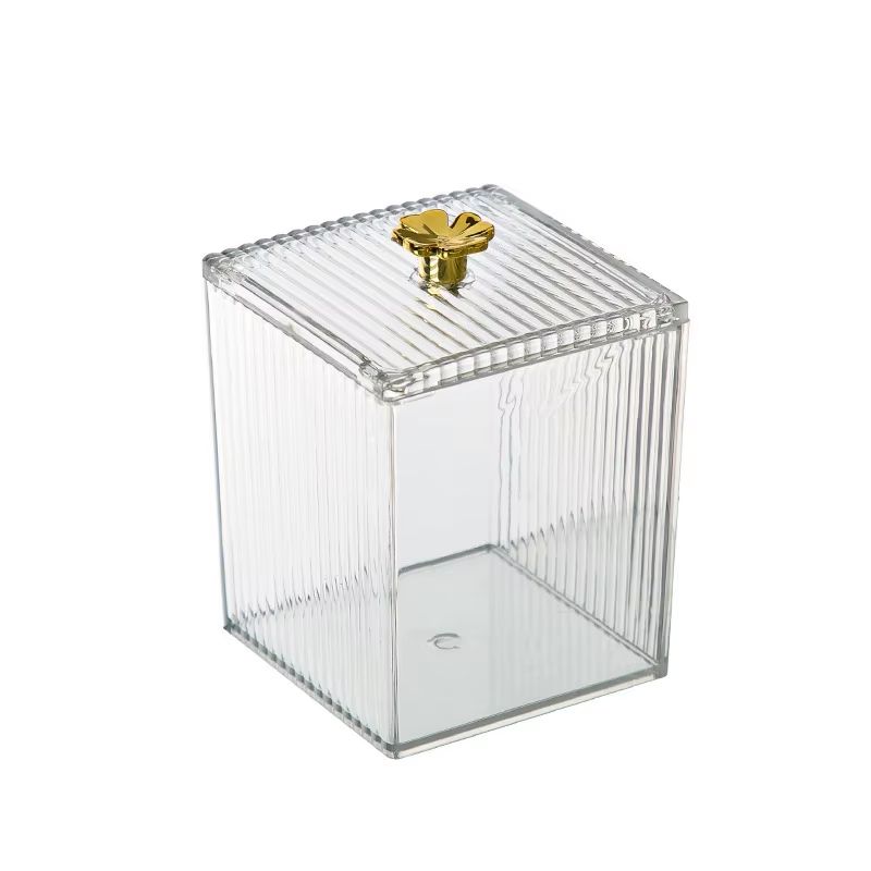 Clear Acrylic Cotton Pad Swab Storage Box Dust Proof Makeup Organizer For Vanity And Desktop 5