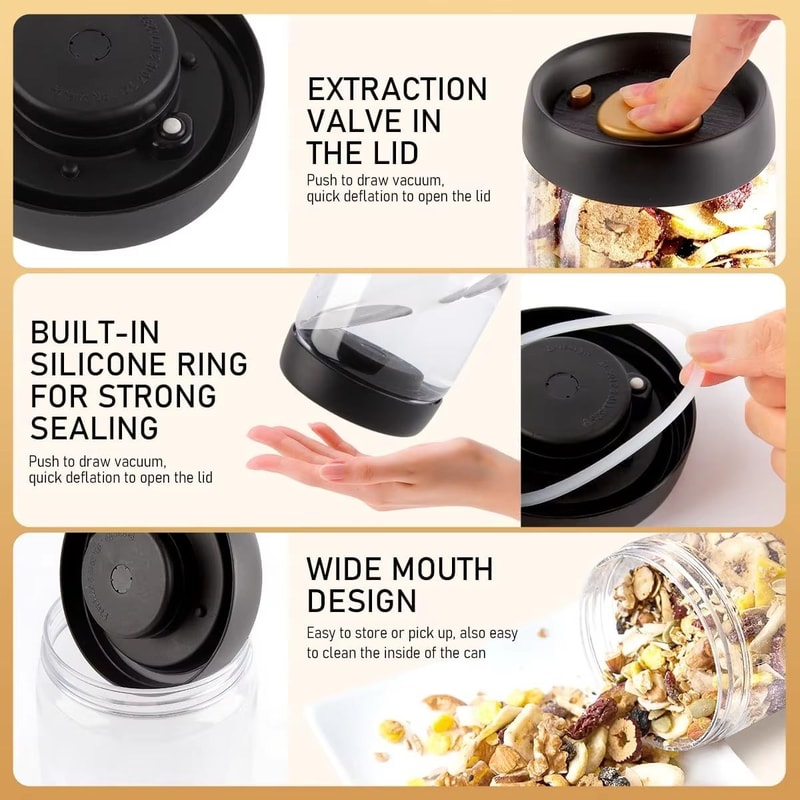 Glass Vacuum Coffee Bean Storage Jar With Airtight Seal And Freshness Lock Lid 2