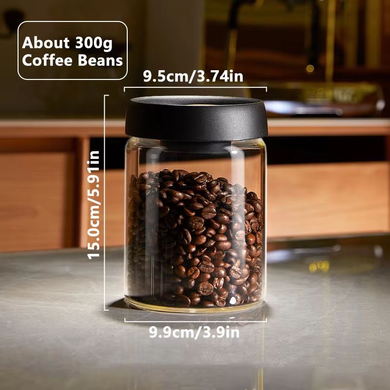 Glass Vacuum Coffee Bean Storage Jar With Airtight Seal And Freshness Lock Lid 6