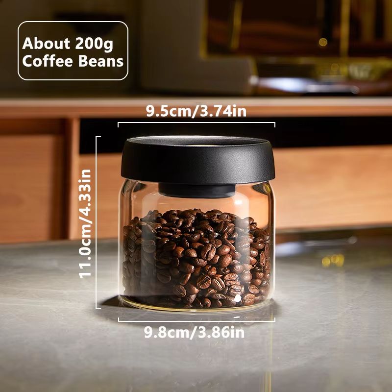 Glass Vacuum Coffee Bean Storage Jar With Airtight Seal And Freshness Lock Lid 7