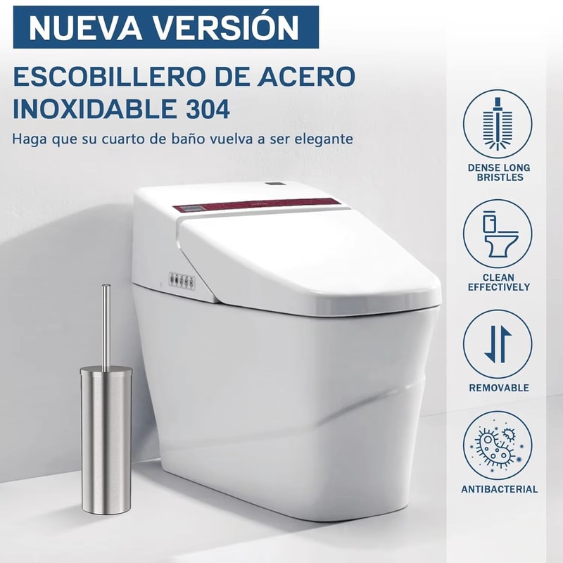 Stainless Steel Toilet Brush And Holder Set With Long Handle And Hygienic Storage 6