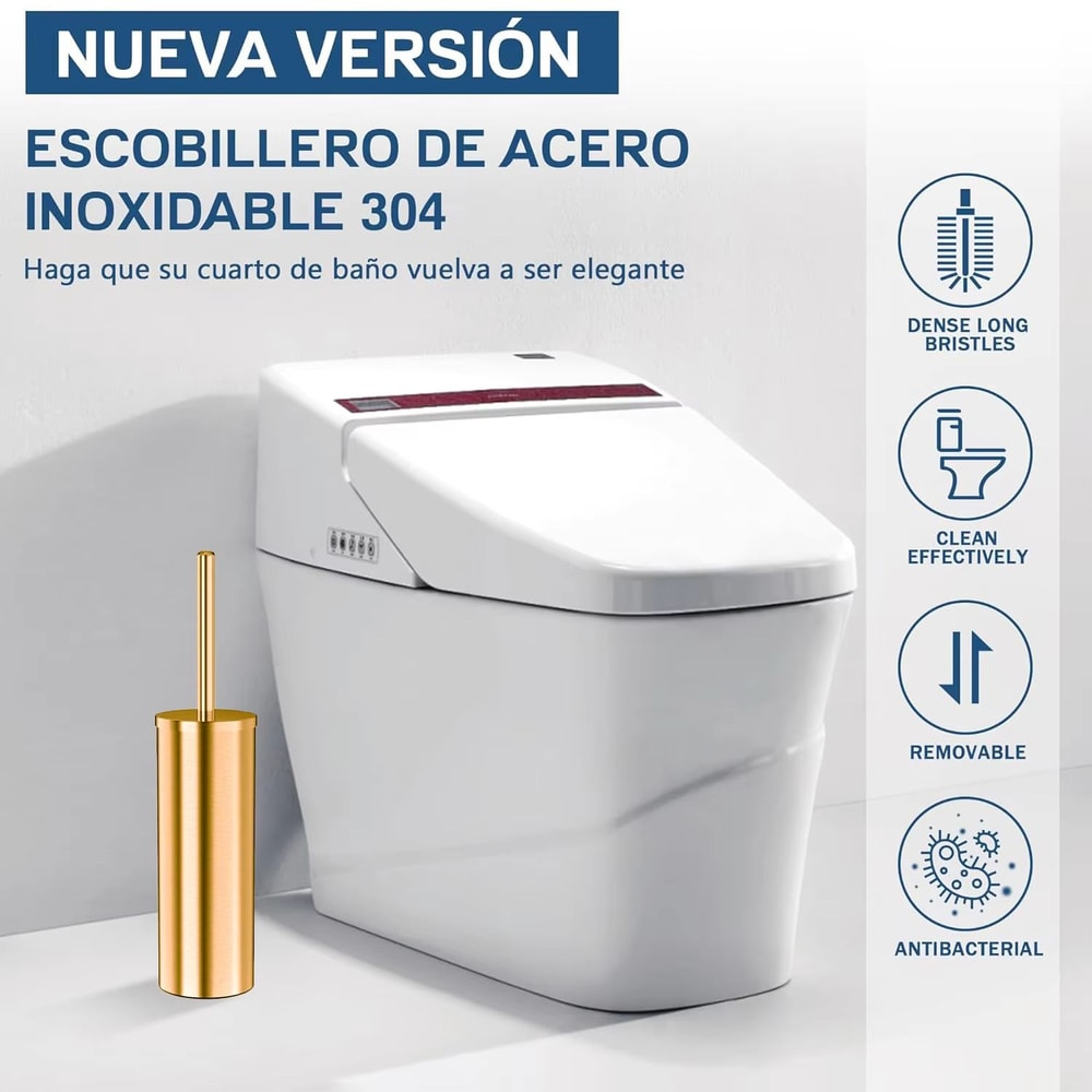 Stainless Steel Toilet Brush And Holder Set With Long Handle And Hygienic Storage 8