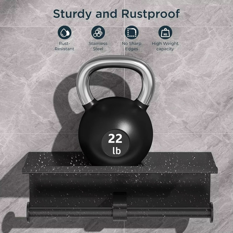 Stainless Steel Double Toilet Paper Holder With Shelf And WallMount Storage 4