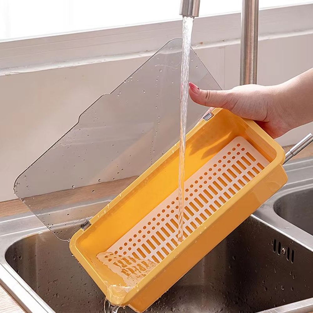 Dustproof Chopsticks And Spoon Storage Box With Drain And Lid Organizer 1