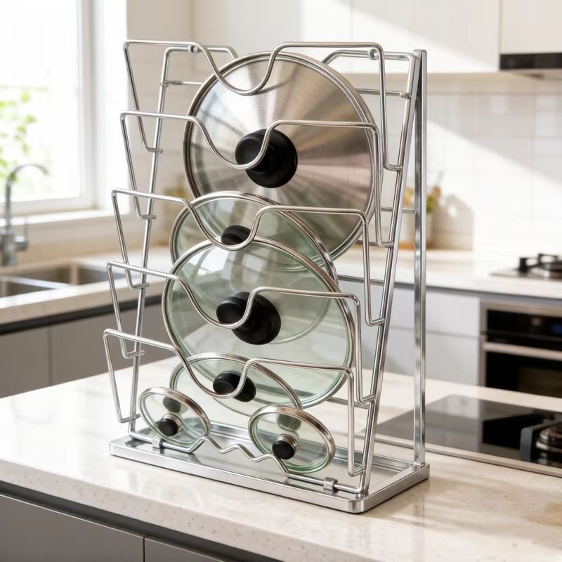 5 Layer Wall Mounted Pot Lid Rack Space Saving Kitchen Organizer 0